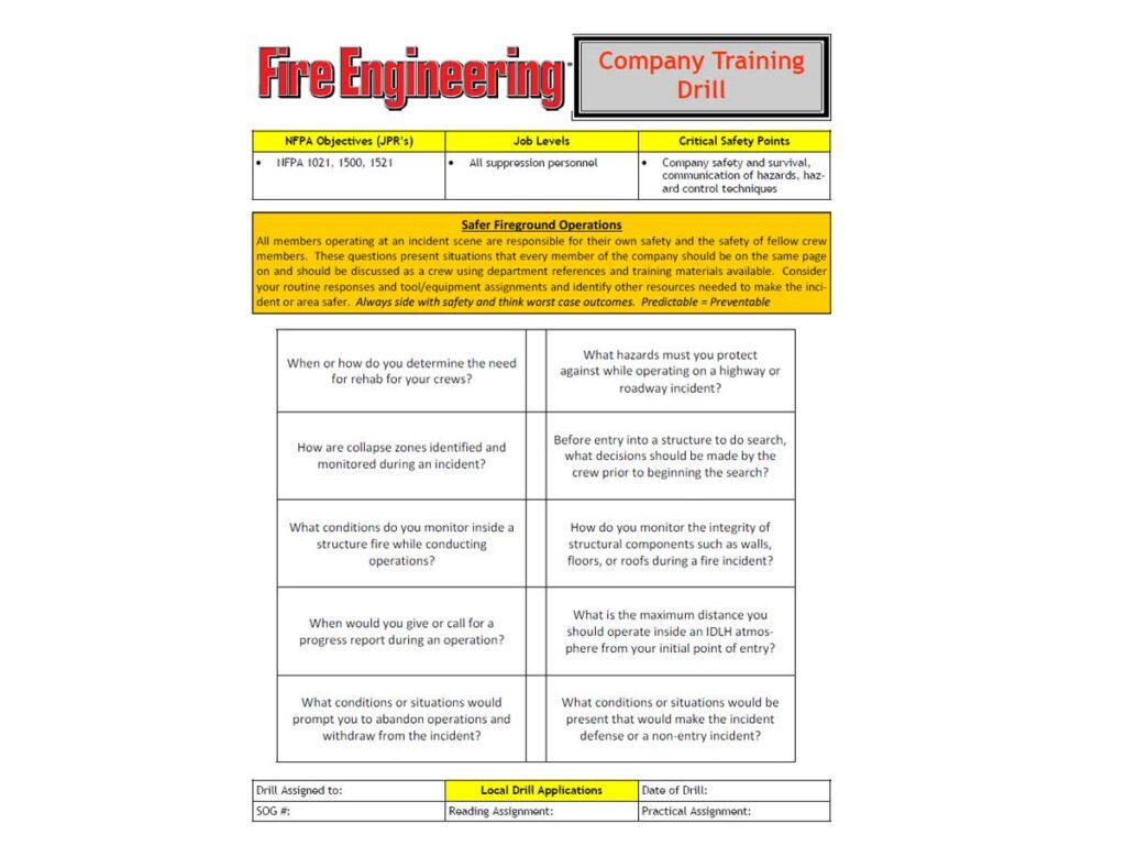 Drill safer fireground operations