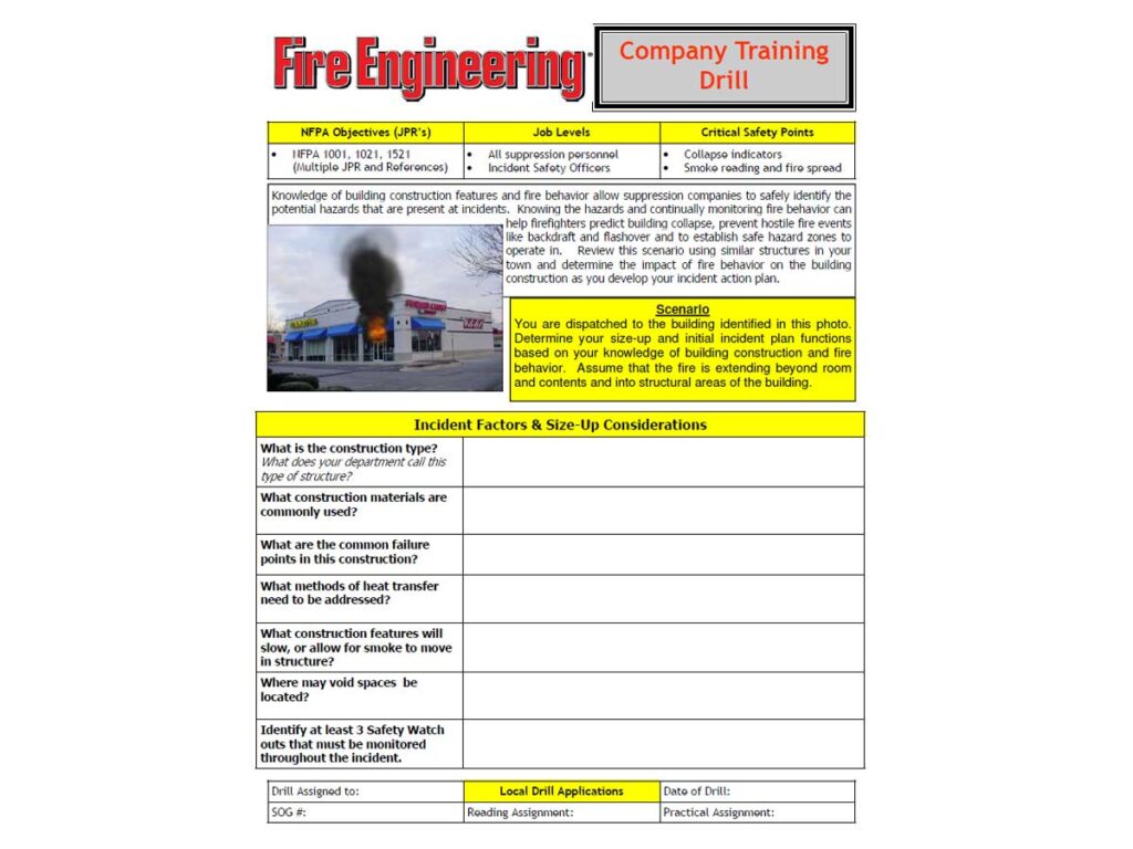 Fire behavior and building construction drill