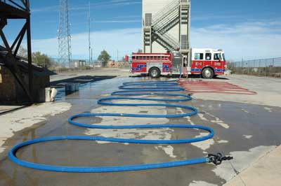 (2) 200 feet of traditional 2½-inch hose at 100 psi.