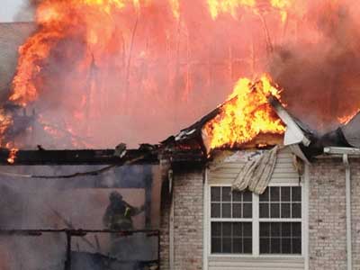 Captain O'Borny was trapped on the third floor by a partial collapse and fire