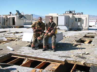 (3) A commercial building roof system where members executed a skim cut