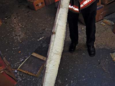 (4) Side view of the roofing material that companies may face during roof operations. 