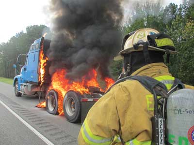 (3) Tire fires, such as the one pictured here, can still be effectively attacked and managed with a single 1¾- or two-inch hoseline, especially when Class A foam is added.