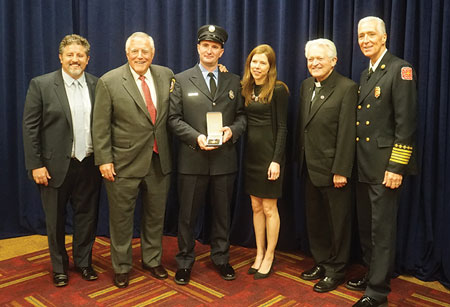 (1) (l-r) Toby Biolchini, Robert Biolchini, Jason Rivera, Christine Rivera, Father John Carney, Bobby Halton