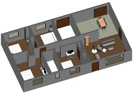 (2) A 3-D rendering of the test house. (Photo courtesy of Underwriters Laboratories.)