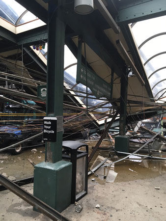 (3) The roof of the train station had collapsed prior to our arrival.