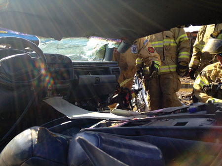 (1) With crush injuries, perfect coordination between the rescue crew and EMS is more important than speed of extrication (Photos by author.)