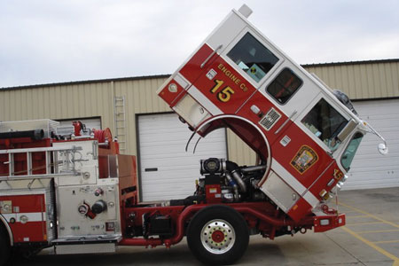 (1) Performing a thorough inspection at the manufacturer’s facility is an essential part of the apparatus purchasing process. (Photos courtesy of author.)