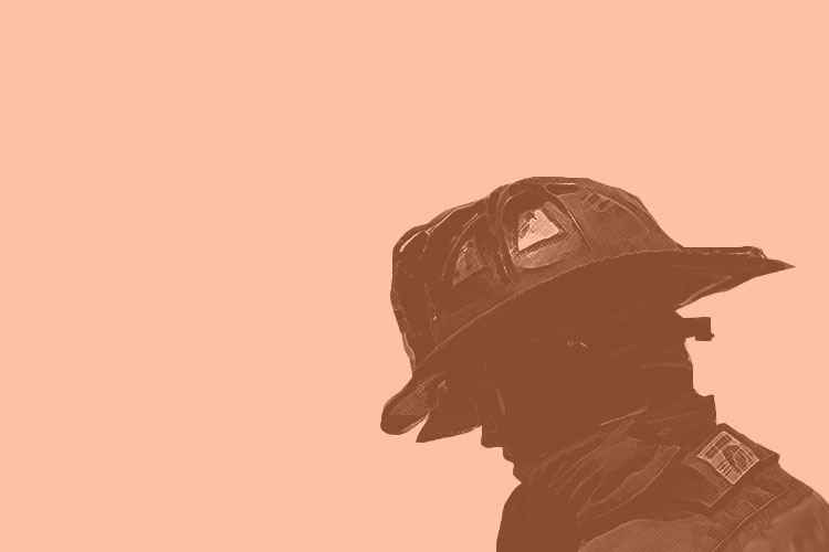 Firefighter in silhouette