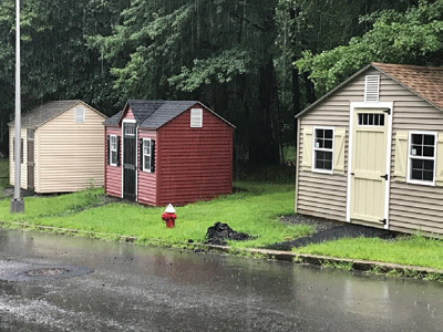 (3) The right side of Leak Street houses 2, 4, and 6. Note the hydrant, light pole, and simulated but realistic sanitary sewer. .