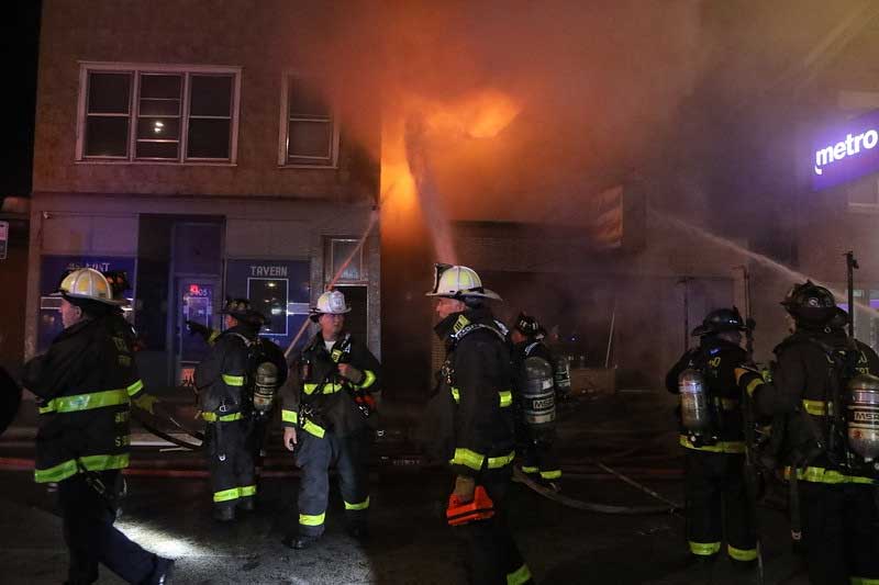 Chicago firefighters at the scene of an October 2020 fire