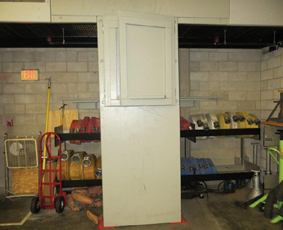 (10) The doors fold over on each other to allow us access to our storage areas.