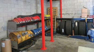 (3) Our permanent hose and spare tire racks remained during and after the construction of the prop.