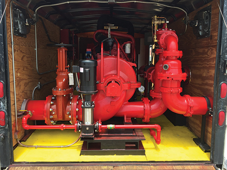 (14) This fire pump trailer contains a diesel-driven fire pump, a jockey pump, and controllers for both pumps. (Photo by Mike Posner.)