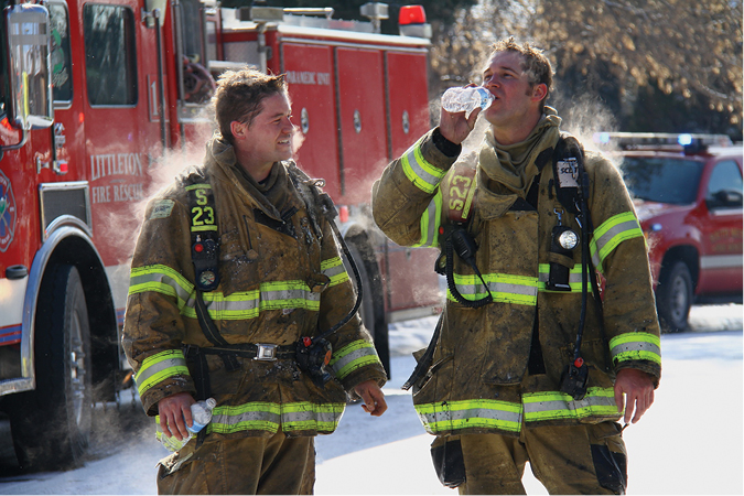 (2) No matter how I try to describe the heat inside this basement fire and how frigid the winter air was outside, the image tells the whole story. 