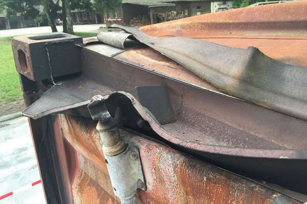 The upper channel over the container doors was blown apart from a steam explosion from a lack of venting the tubular steel. (Photos 7 and 8 courtesy of ZAR.)