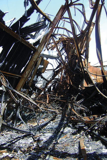 The rack storage area in AP-6 was completely destroyed. (photos 2-4 courtesy of the National Fire Protection Association.)