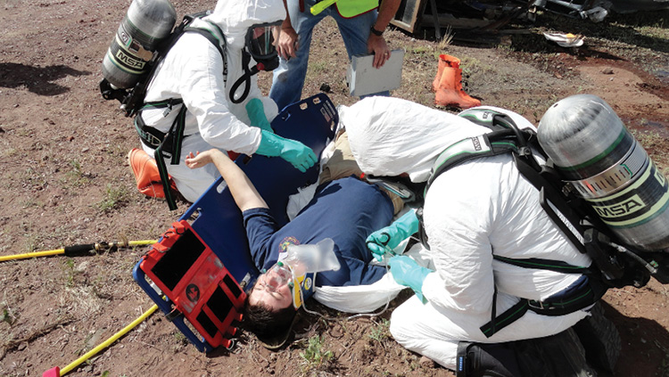 This FSE involved an acid contaminated victim and focused on the actions taken by first responders prior to arrival of the hazardous materials team. 