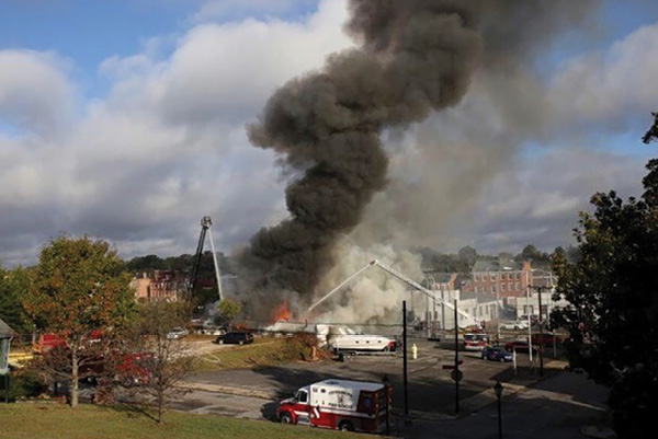 Petersburg Fire Department and other Central Virginia fire departments are making an all-out attack on a very stubborn fire. It took three alarms of companies to bring this fire under control. (Photos by author.) 