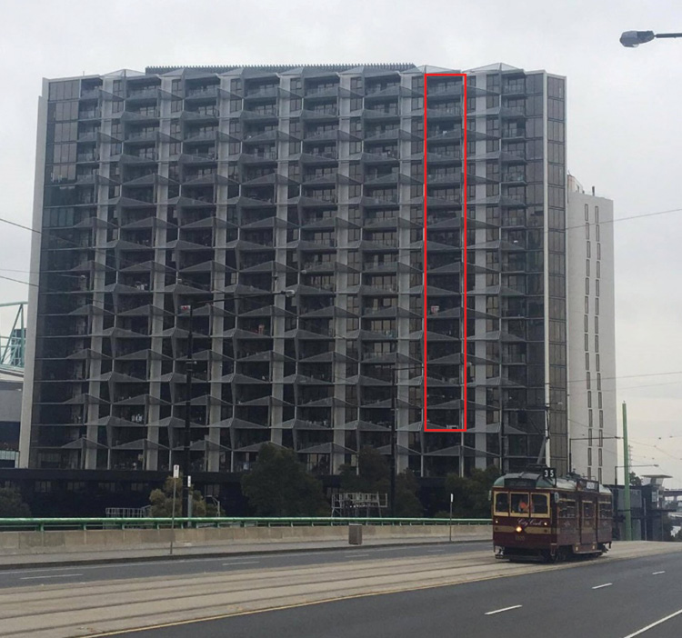 The apartments outlined in red were primarily affected by the fire. 