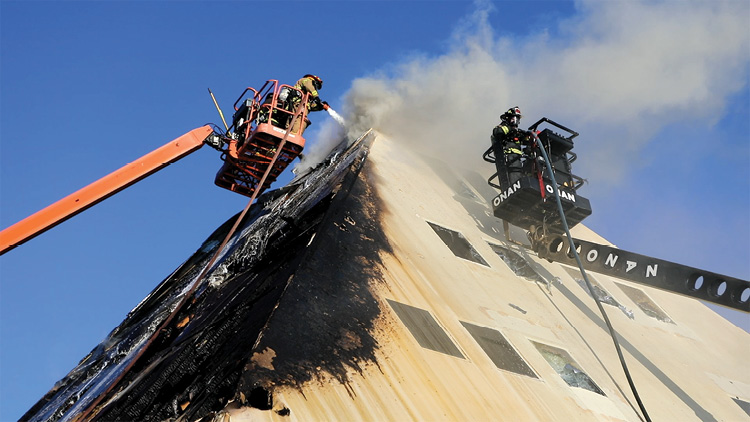 (3) Hydraulic lifts used in construction were used for firefighting. 