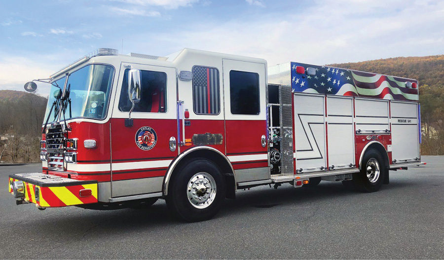 The Coplay (PA) Fire Department uses this KME rescue pumper for general firefighting and is the department’s primary truck for response to motor vehicle accidents, says Chief Matt Buskaritz. 