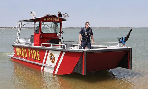 Lake Assault Boats’ FIREBOAT AND RESCUE CRAFT was delivered to the Waco (TX) Fire Department. 