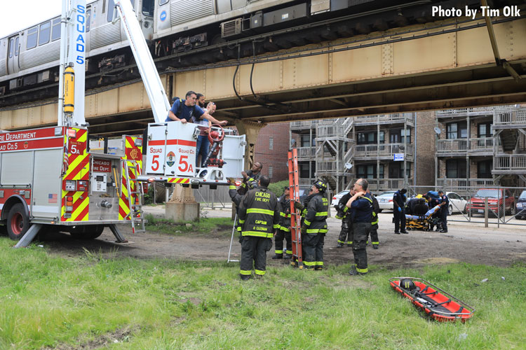 Chicago fire crews at train derailment