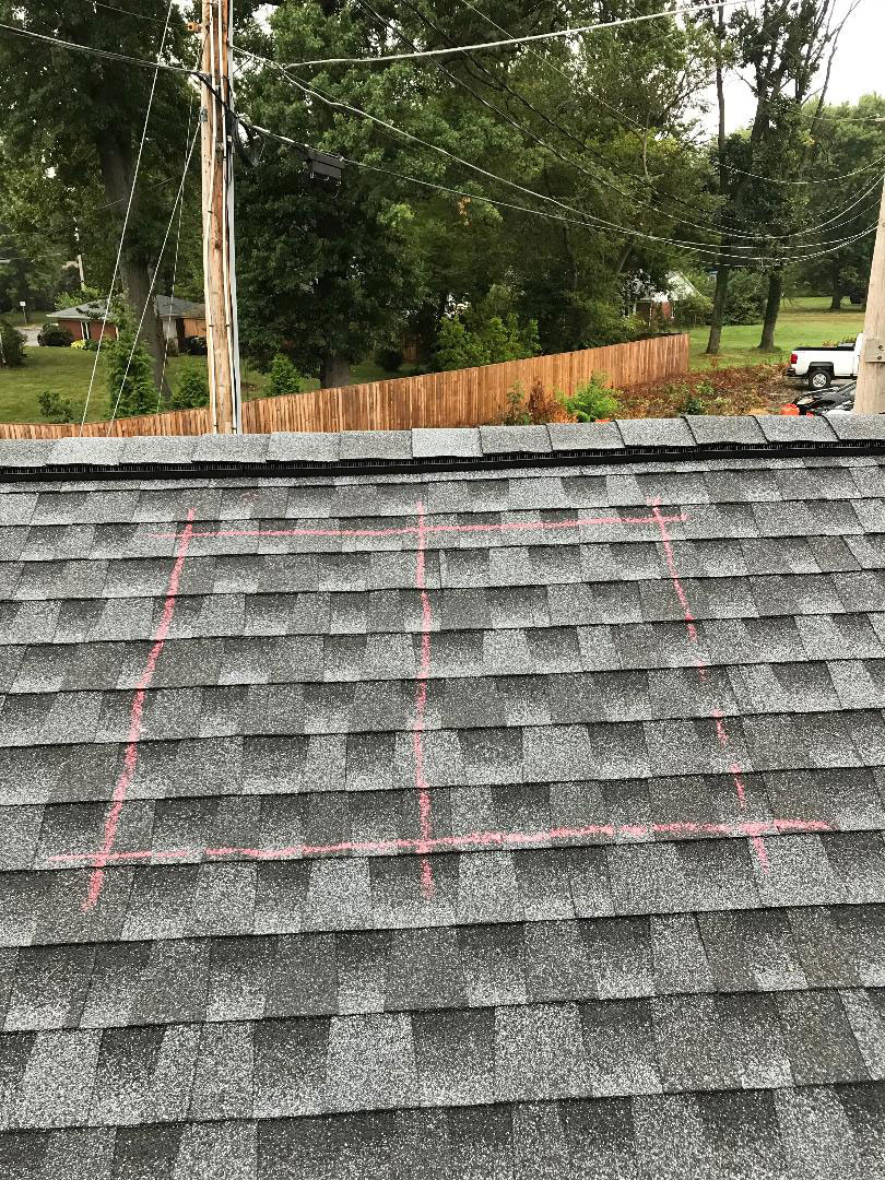 Chalk "cuts" on the roof