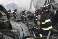 Firefighters at the scene of a warehouse fire in Indianapolis