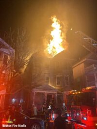 View of fire venting from the dwelling