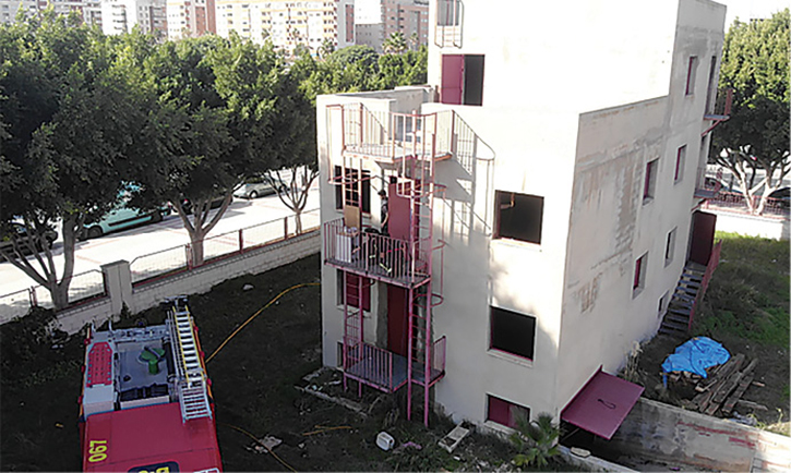 The training facilities of the Málaga (Spain) Fire Department where the experiments were carried out.