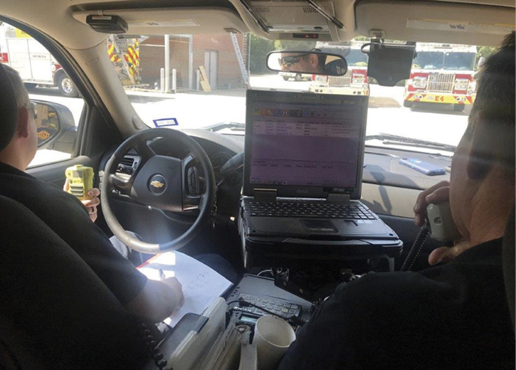  It’s important to incorporate a communications component when training, especially during Mayday drills. Here, the incident command engineer communicates with a “down firefighter” on the Mayday channel while the battalion chief communicates with fire crews working on the fireground channel.