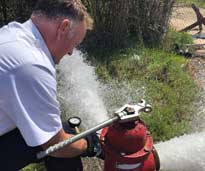 Brian Brush and a hydrant