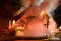 Flames raging inside the former church