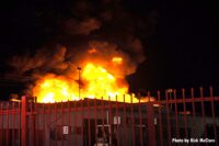 Burning commercial building