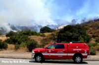 Fire department vehicle at wildland fire