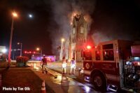 Fire apparatus at church fire scene