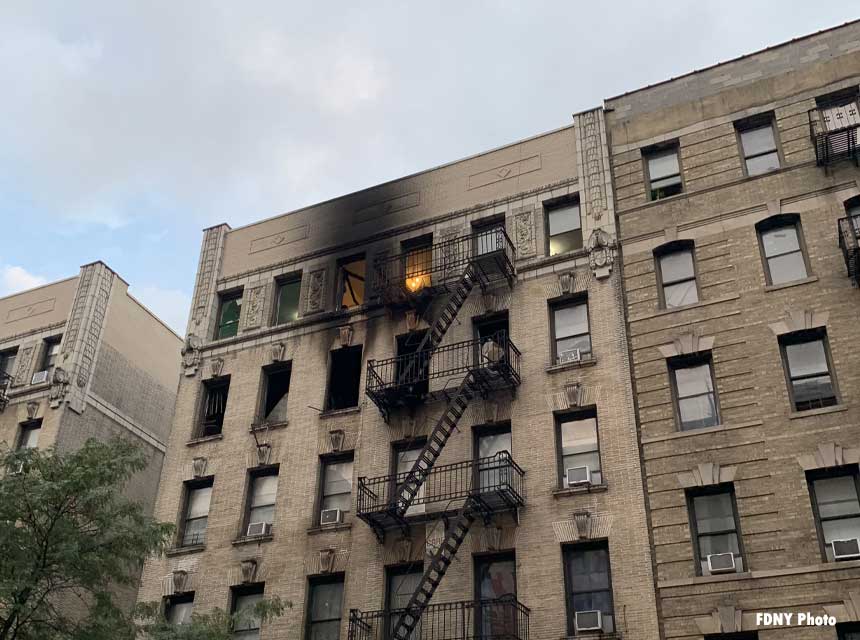 Exterior of Washington Heights building where rope rescues were performed