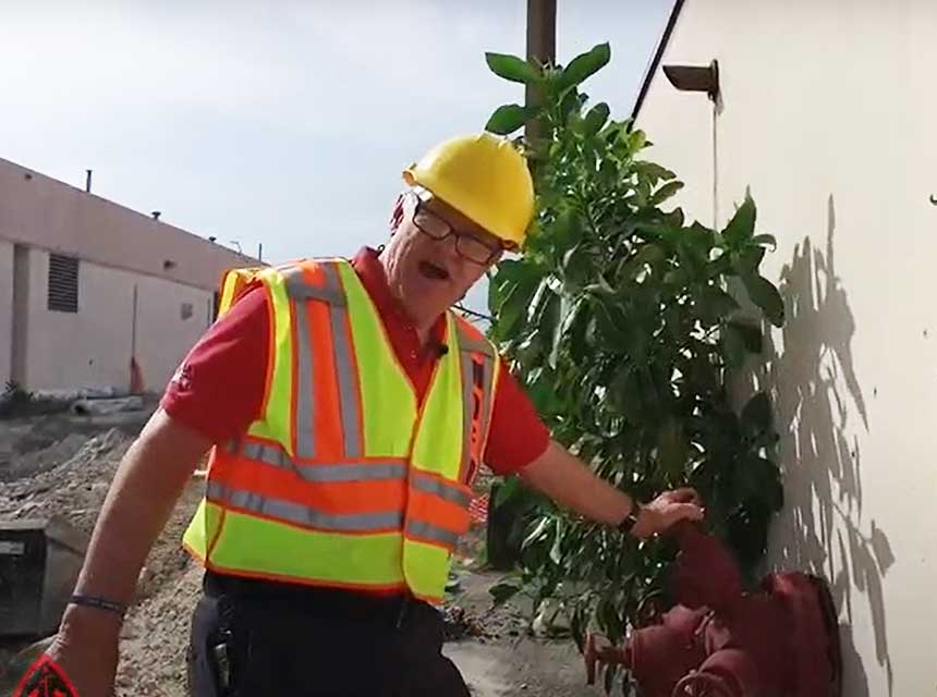 Bill Gustin using fire pump test header