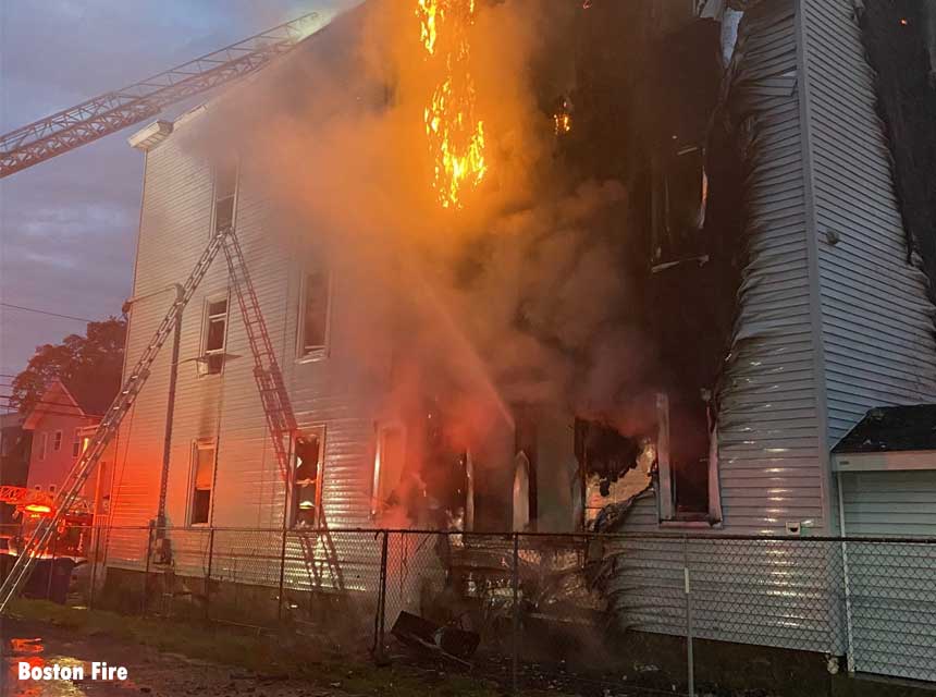 Boston firefighters battle three-alarm fire