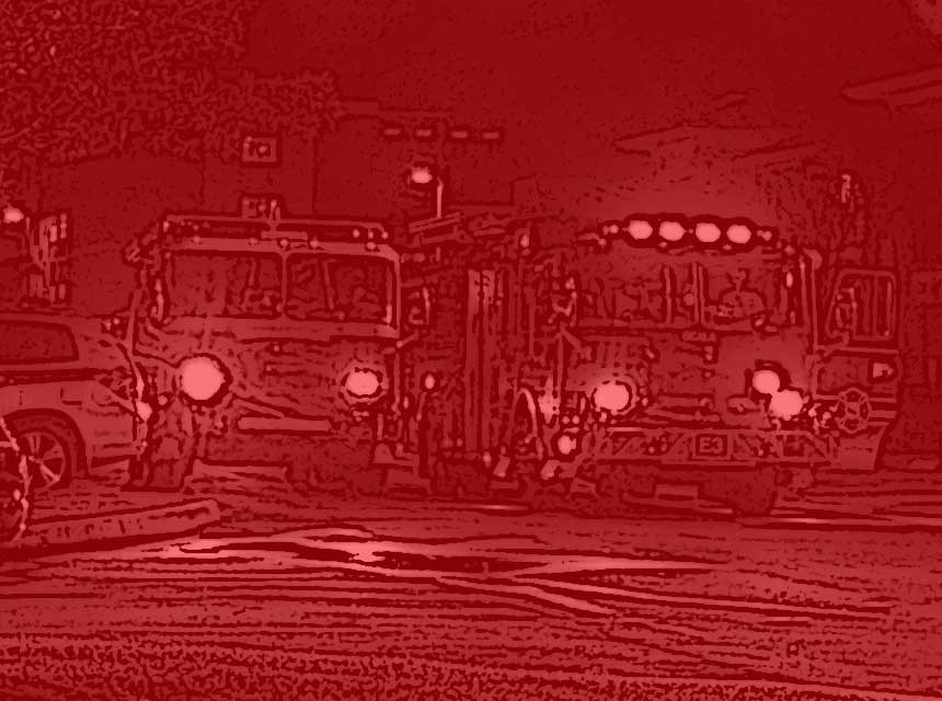 Two fire trucks