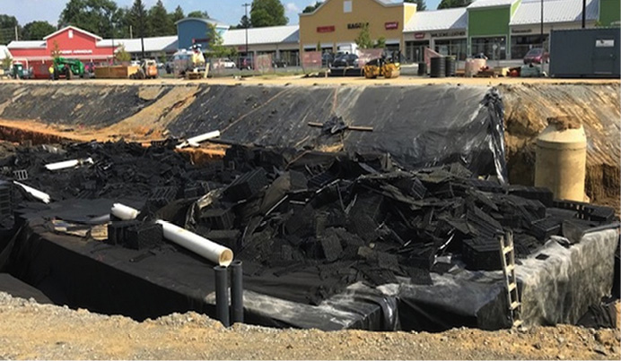 A postfire view of the remaining drainage system components.