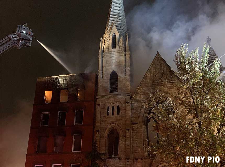 FDNY units on scene at a multi-alarm church fire