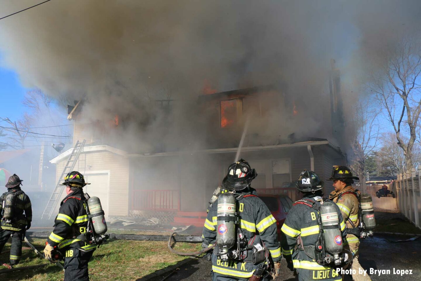 Firefighters respond to wind-driven fire