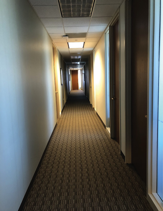 Commercial buildings with long corridors and many doorways make it easy for someone to become disoriented. Consider using a search rope and viewing a floor plan if possible while in staging.