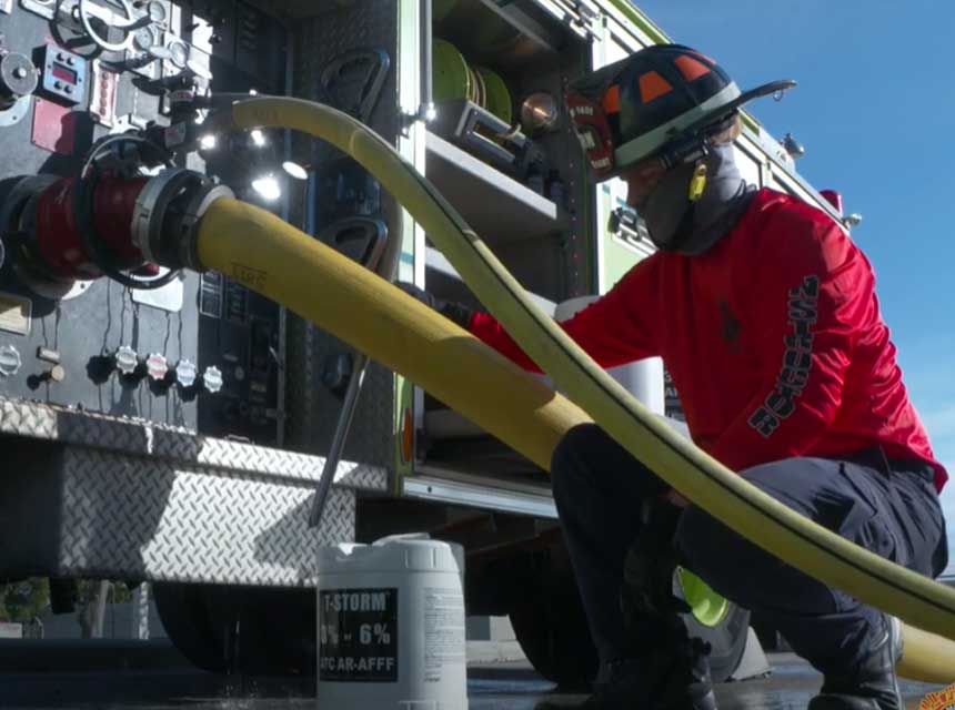 Miami-Dade firefighter training on pump operations