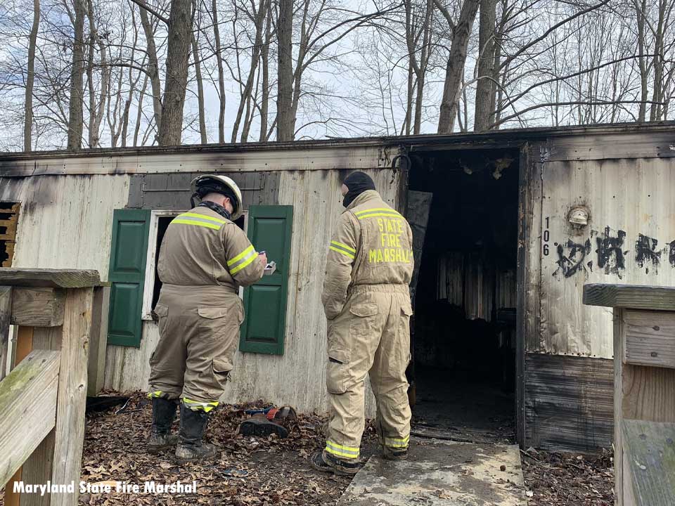 Firefighters at the scene of a fire in North East, Maryland