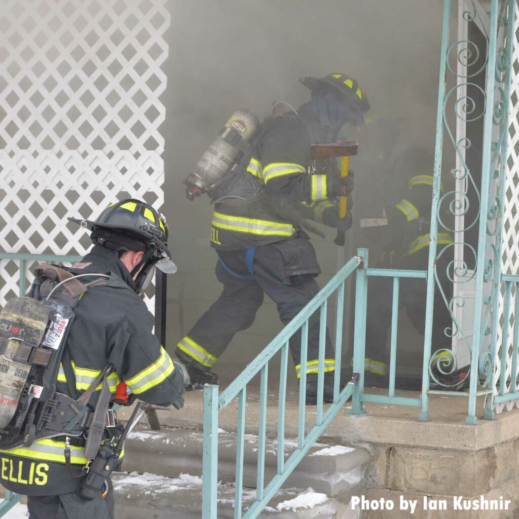 Firefighters force entry into the home