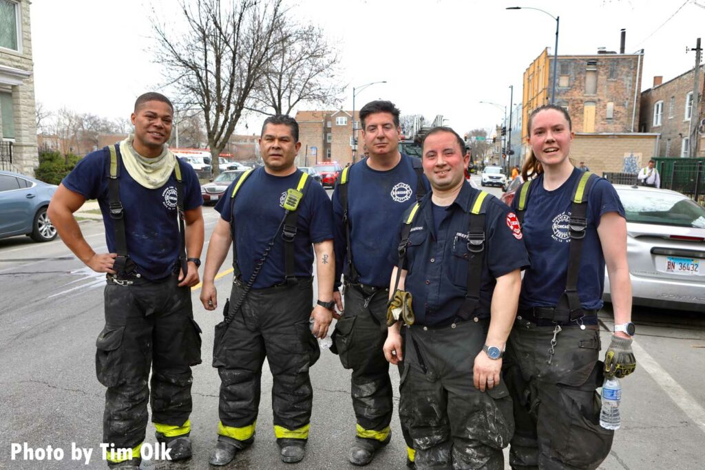 Several Chicago firefighters at the scene